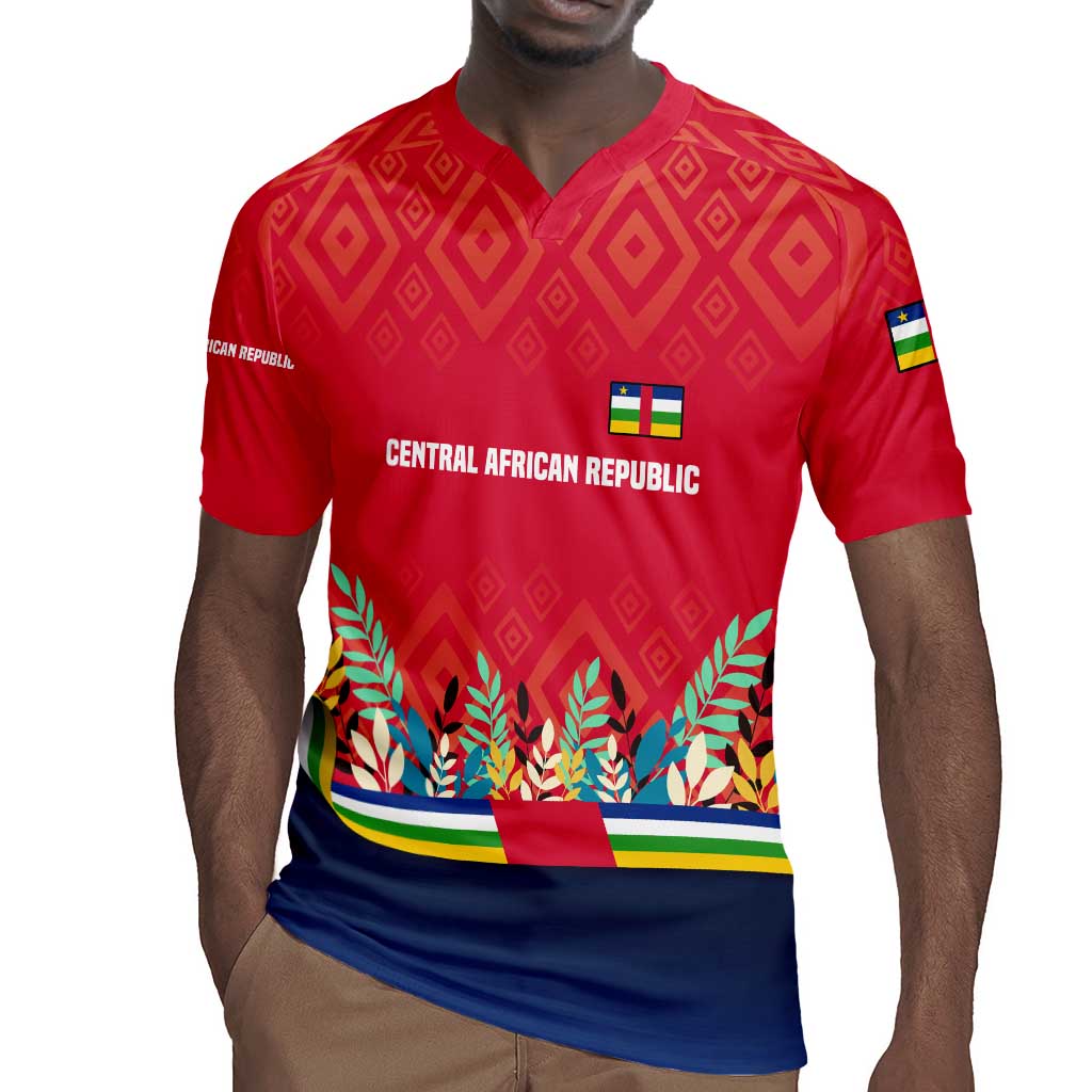 Central African Republic Rugby Jersey Red Blue Green Tribal Design - African Pride