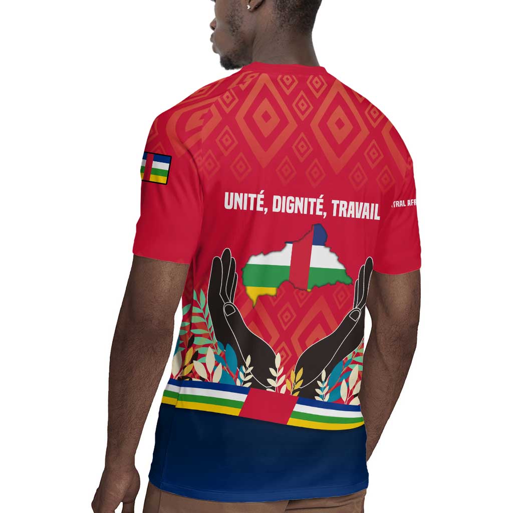 Central African Republic Rugby Jersey Red Blue Green Tribal Design - African Pride