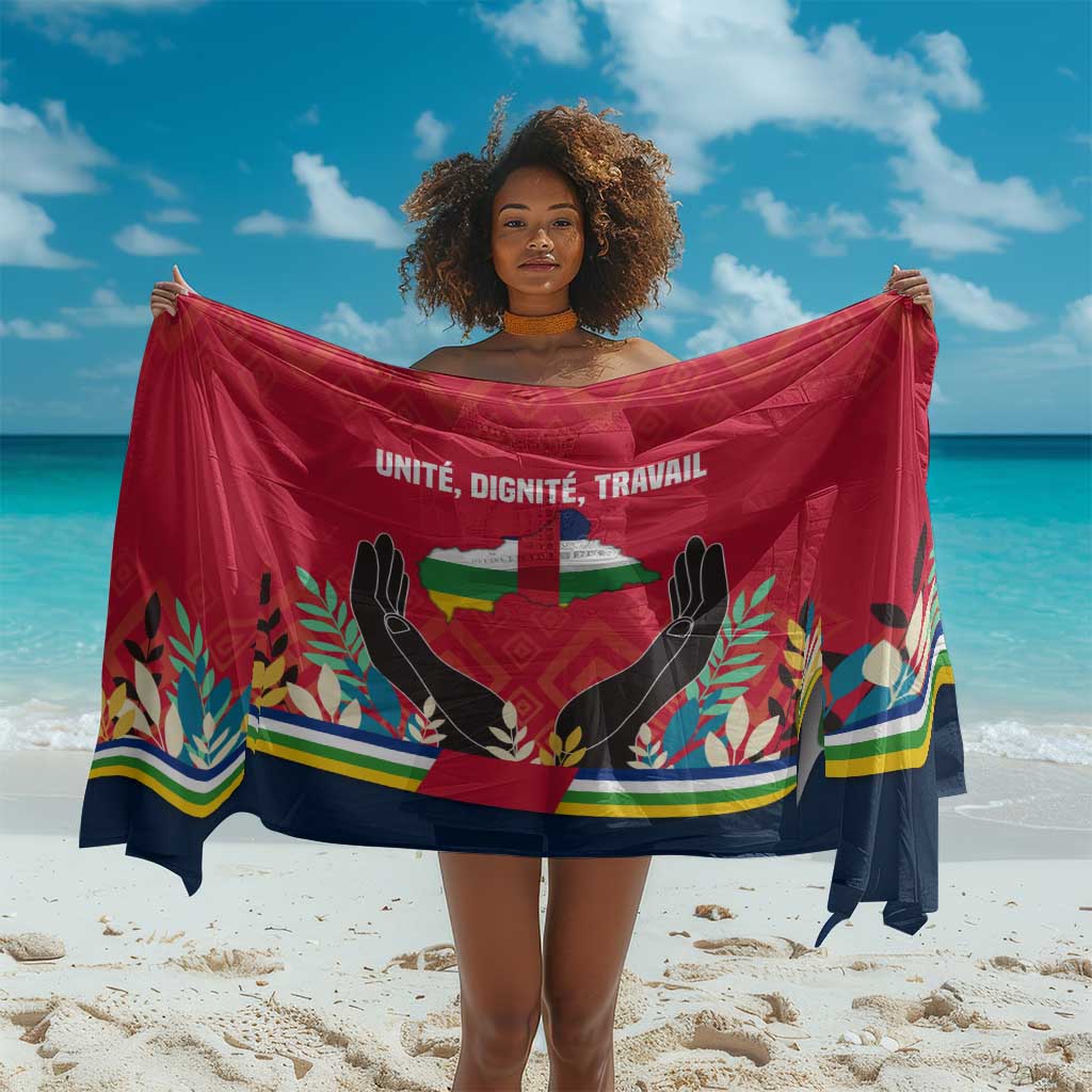 Central African Republic Sarong Red Blue Green Tribal Design - African Pride