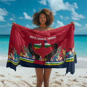 Central African Republic Sarong Red Blue Green Tribal Design - African Pride