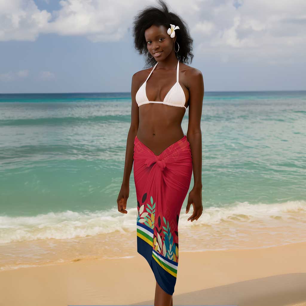 Central African Republic Sarong Red Blue Green Tribal Design - African Pride