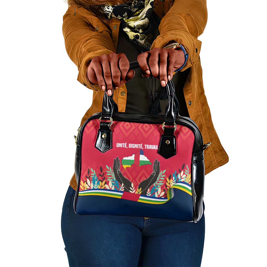 Central African Republic Shoulder Handbag Red Blue Green Tribal Design - African Pride