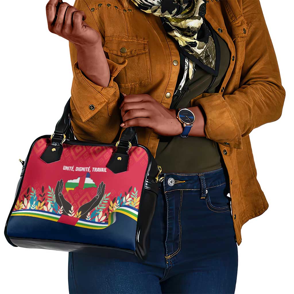 Central African Republic Shoulder Handbag Red Blue Green Tribal Design - African Pride