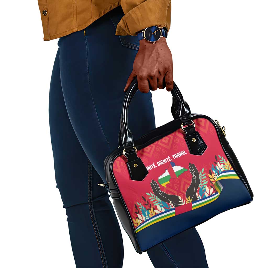 Central African Republic Shoulder Handbag Red Blue Green Tribal Design - African Pride