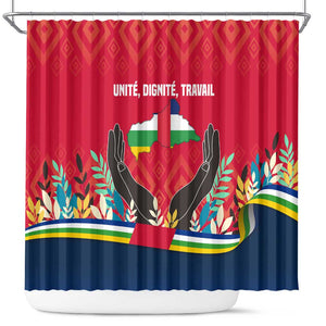 Central African Republic Shower Curtain Red Blue Green Tribal Design - African Pride