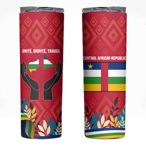Central African Republic Skinny Tumbler Red Blue Green Tribal Design - African Pride