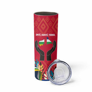 Central African Republic Skinny Tumbler Red Blue Green Tribal Design - African Pride