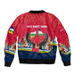Central African Republic Sleeve Zip Bomber Jacket Red Blue Green Tribal Design - African Pride