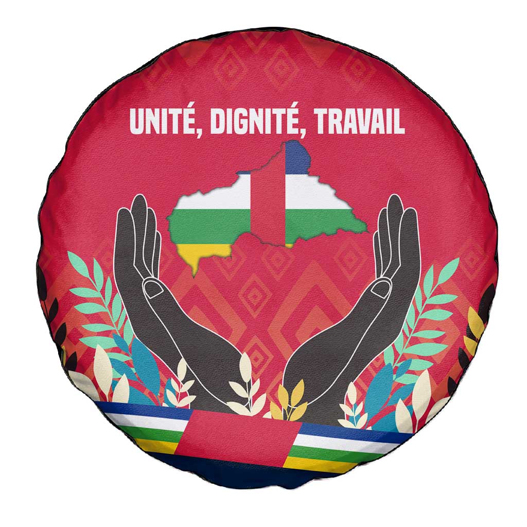 Central African Republic Spare Tire Cover Red Blue Green Tribal Design - African Pride