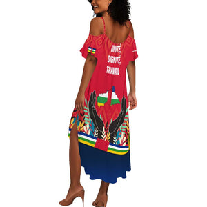 Central African Republic Summer Maxi Dress Red Blue Green Tribal Design - African Pride
