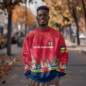 Central African Republic Sweatshirt Red Blue Green Tribal Design - African Pride