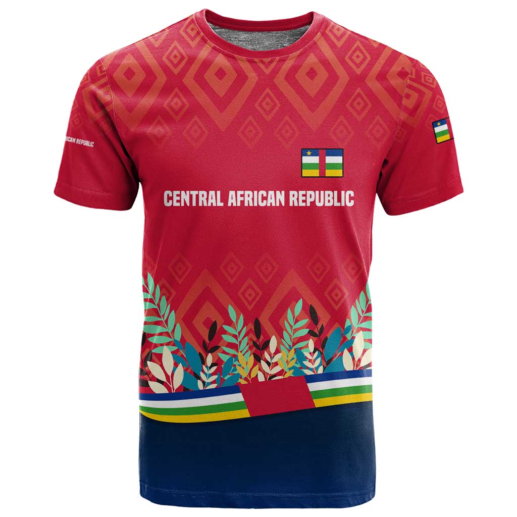 Central African Republic T shirt Red Blue Green Tribal Design - African Pride