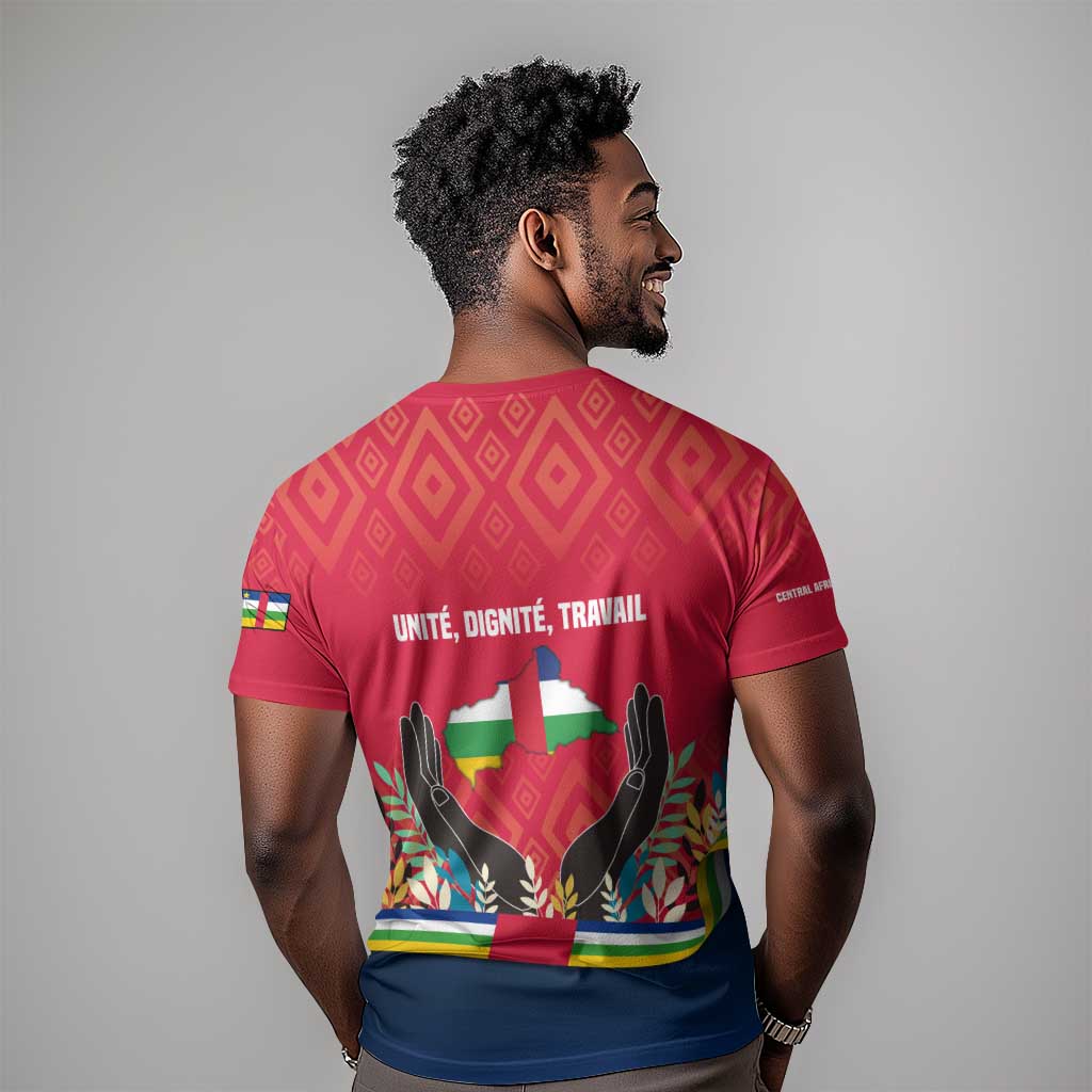 Central African Republic T shirt Red Blue Green Tribal Design - African Pride