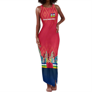 Central African Republic Tank Maxi Dress Red Blue Green Tribal Design - African Pride