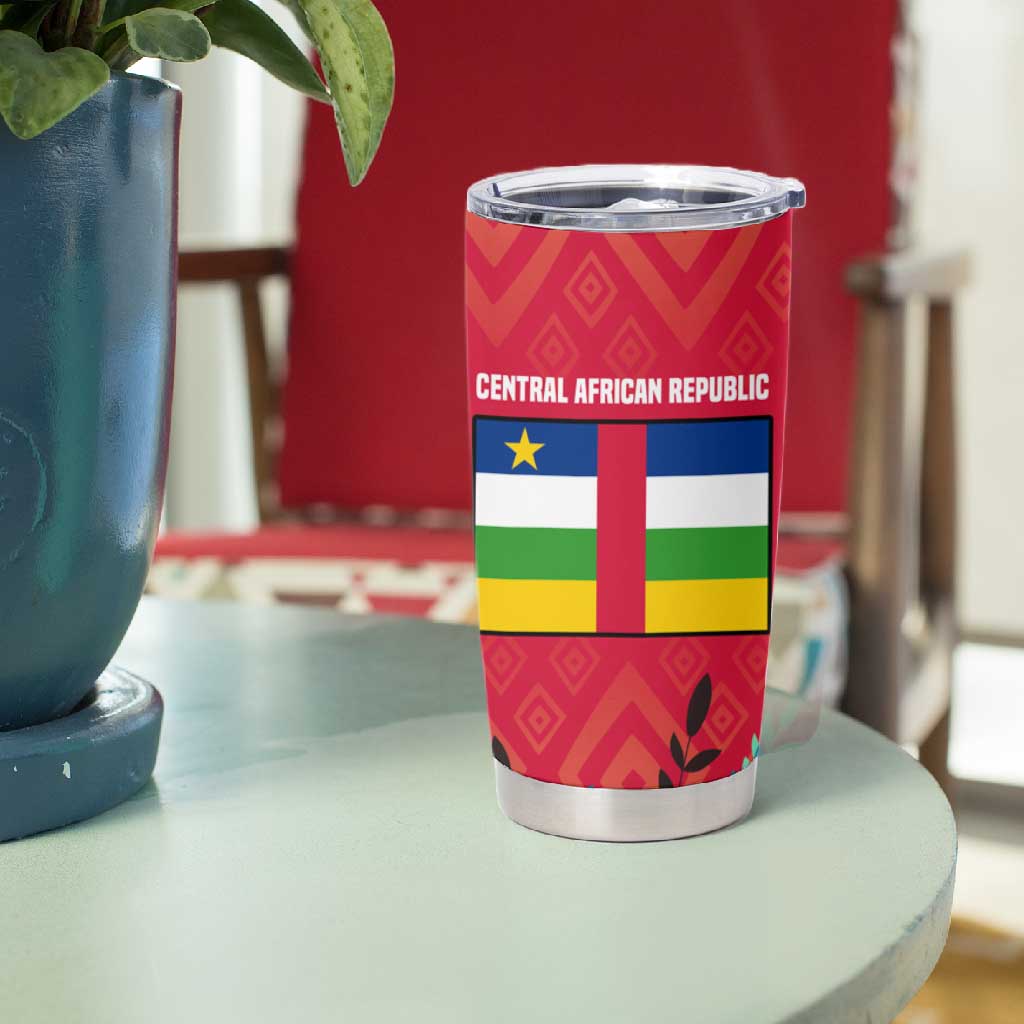 Central African Republic Tumbler Cup Red Blue Green Tribal Design - African Pride