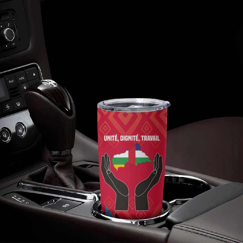 Central African Republic Tumbler Cup Red Blue Green Tribal Design - African Pride