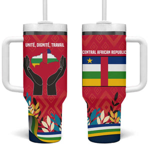 Central African Republic Tumbler With Handle Red Blue Green Tribal Design - African Pride