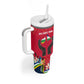 Central African Republic Tumbler With Handle Red Blue Green Tribal Design - African Pride