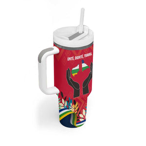 Central African Republic Tumbler With Handle Red Blue Green Tribal Design - African Pride