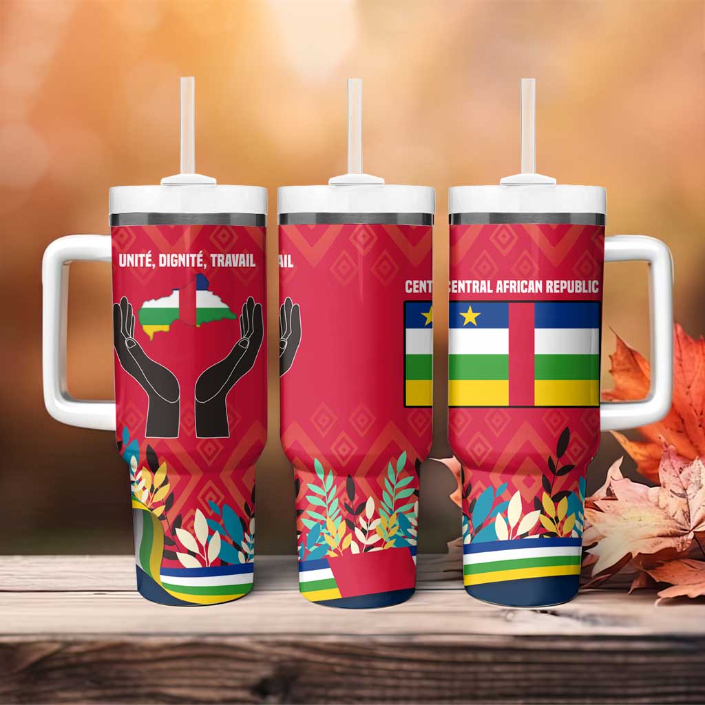 Central African Republic Tumbler With Handle Red Blue Green Tribal Design - African Pride