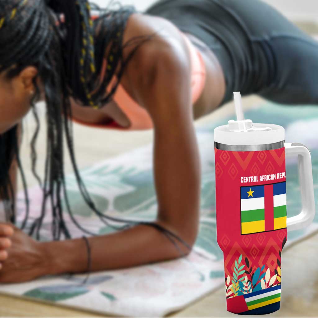 Central African Republic Tumbler With Handle Red Blue Green Tribal Design - African Pride