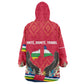 Central African Republic Wearable Blanket Hoodie Red Blue Green Tribal Design - African Pride