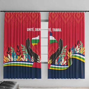 Central African Republic Window Curtain Red Blue Green Tribal Design - African Pride