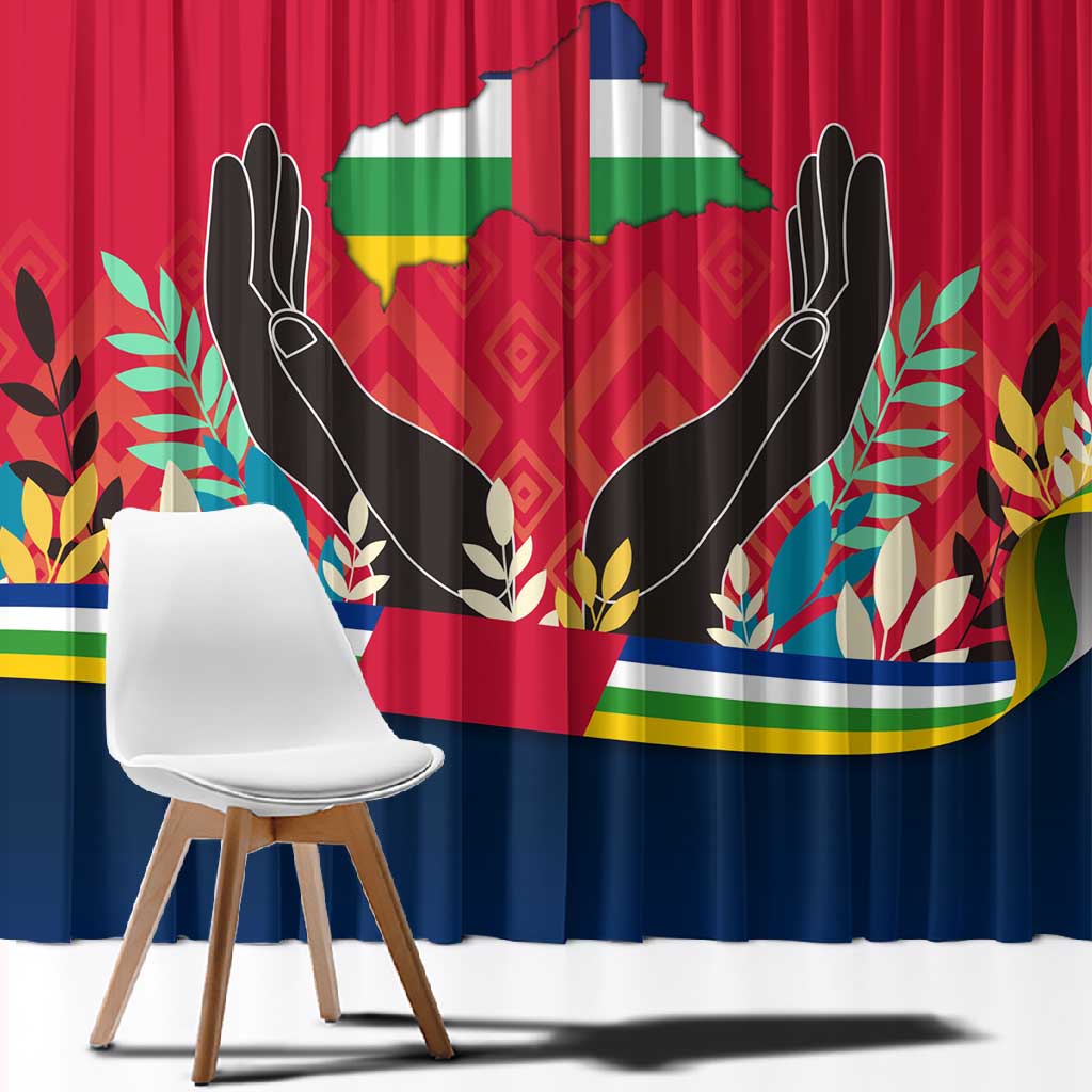 Central African Republic Window Curtain Red Blue Green Tribal Design - African Pride