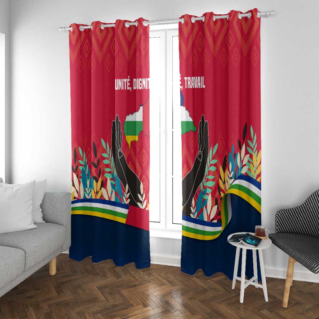 Central African Republic Window Curtain Red Blue Green Tribal Design - African Pride