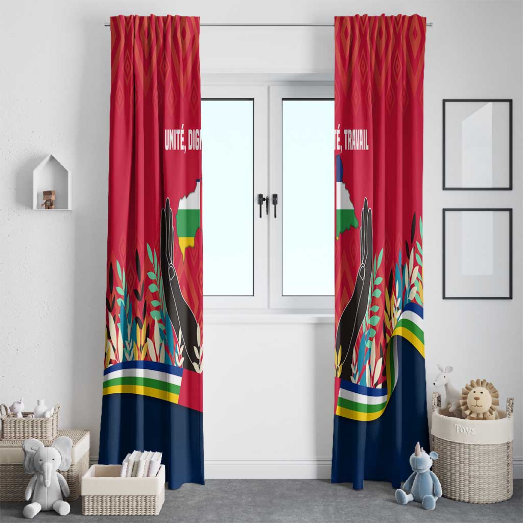 Central African Republic Window Curtain Red Blue Green Tribal Design - African Pride