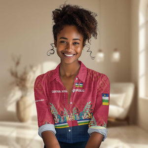Central African Republic Women Casual Shirt Red Blue Green Tribal Design - African Pride