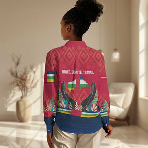 Central African Republic Women Casual Shirt Red Blue Green Tribal Design - African Pride