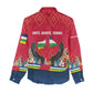 Central African Republic Women Casual Shirt Red Blue Green Tribal Design - African Pride