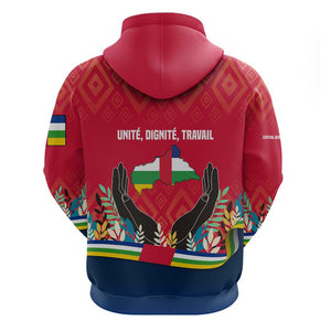 Central African Republic Zip Hoodie Red Blue Green Tribal Design - African Pride