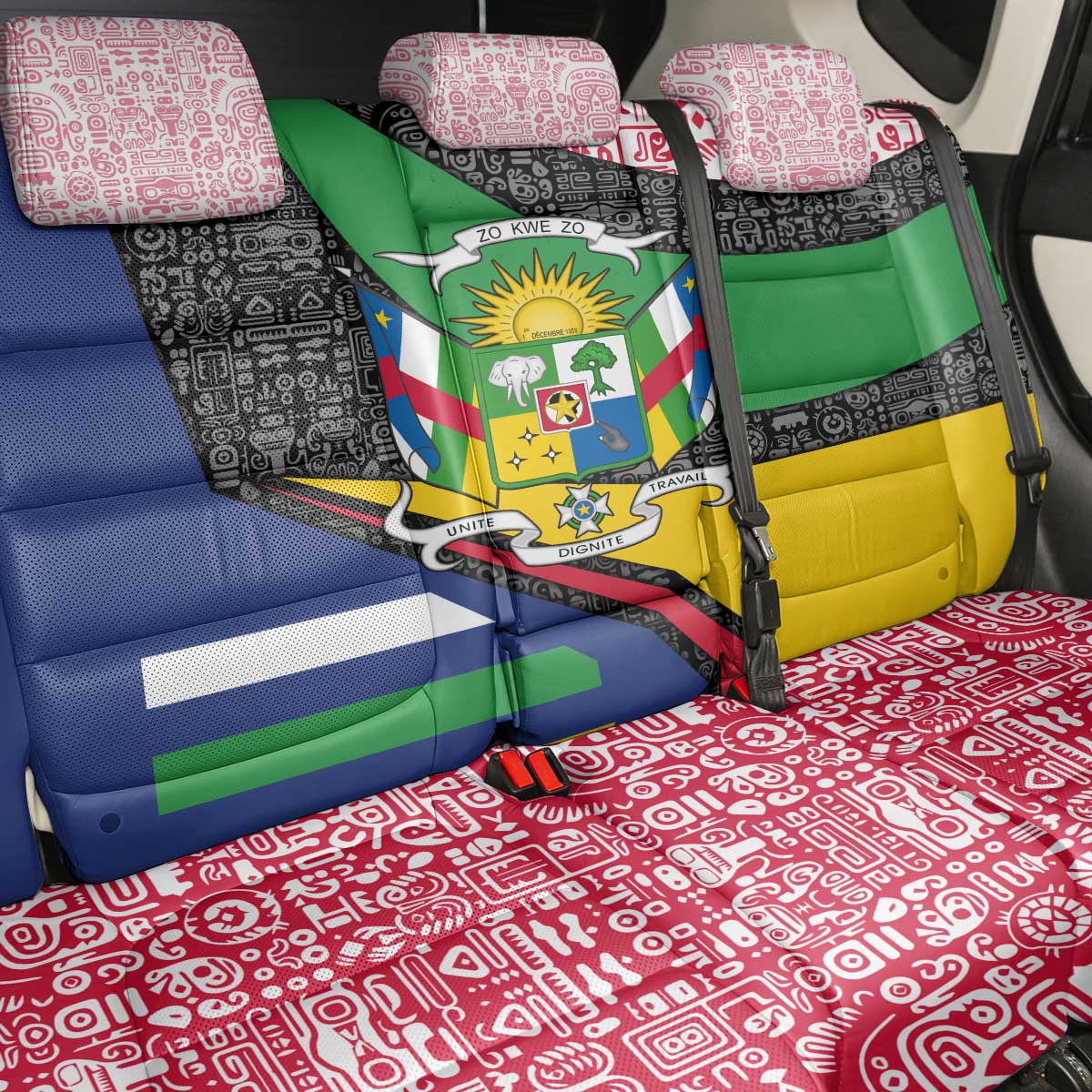 Central African Republic Back Car Seat Cover Multicolor Tribal Design - African Pride