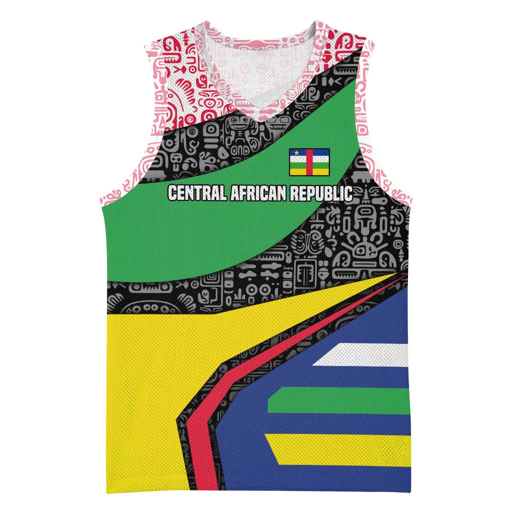 Central African Republic Basketball Jersey Multicolor Tribal Design - African Pride