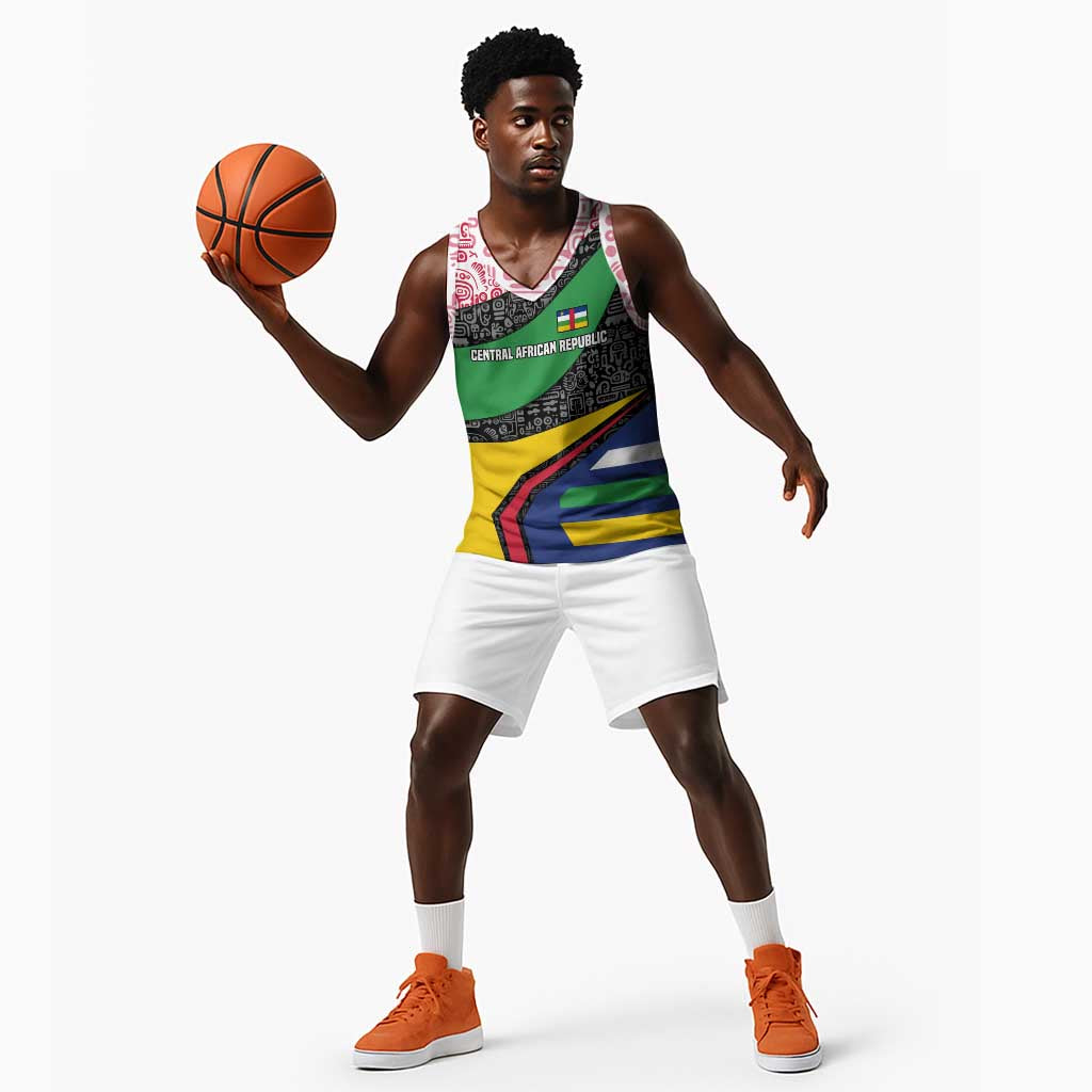 Central African Republic Basketball Jersey Multicolor Tribal Design - African Pride