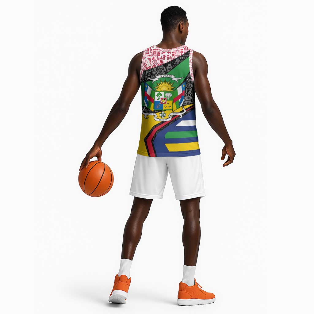 Central African Republic Basketball Jersey Multicolor Tribal Design - African Pride