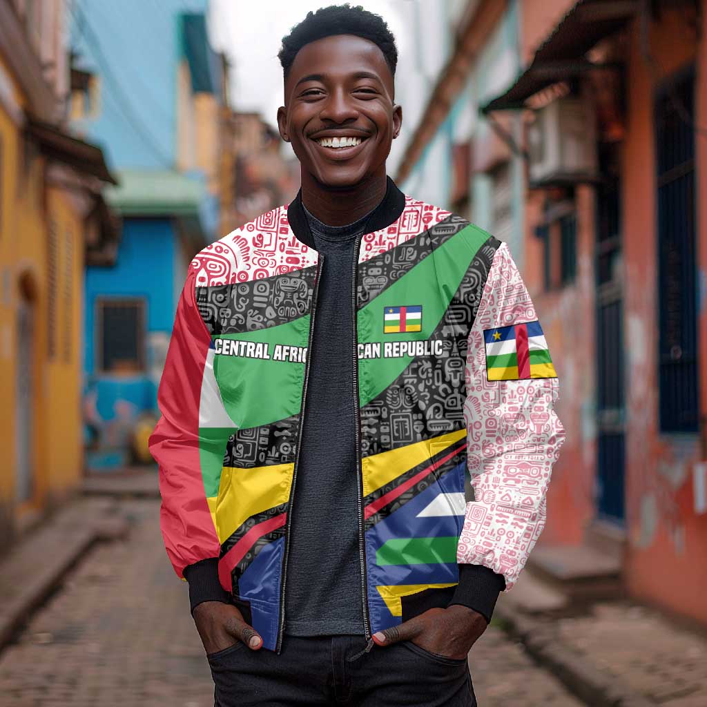 Central African Republic Bomber Jacket Multicolor Tribal Design - African Pride
