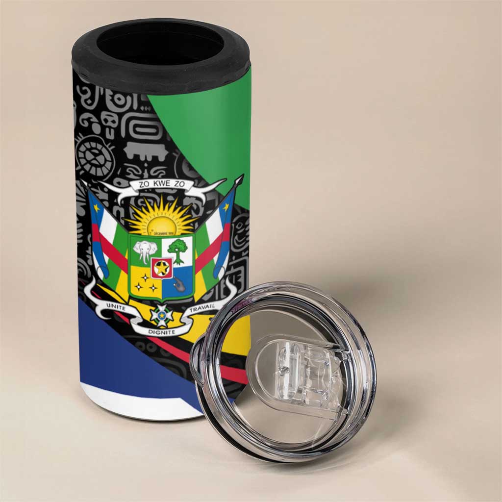 Central African Republic 4 in 1 Can Cooler Tumbler Multicolor Tribal Design - African Pride