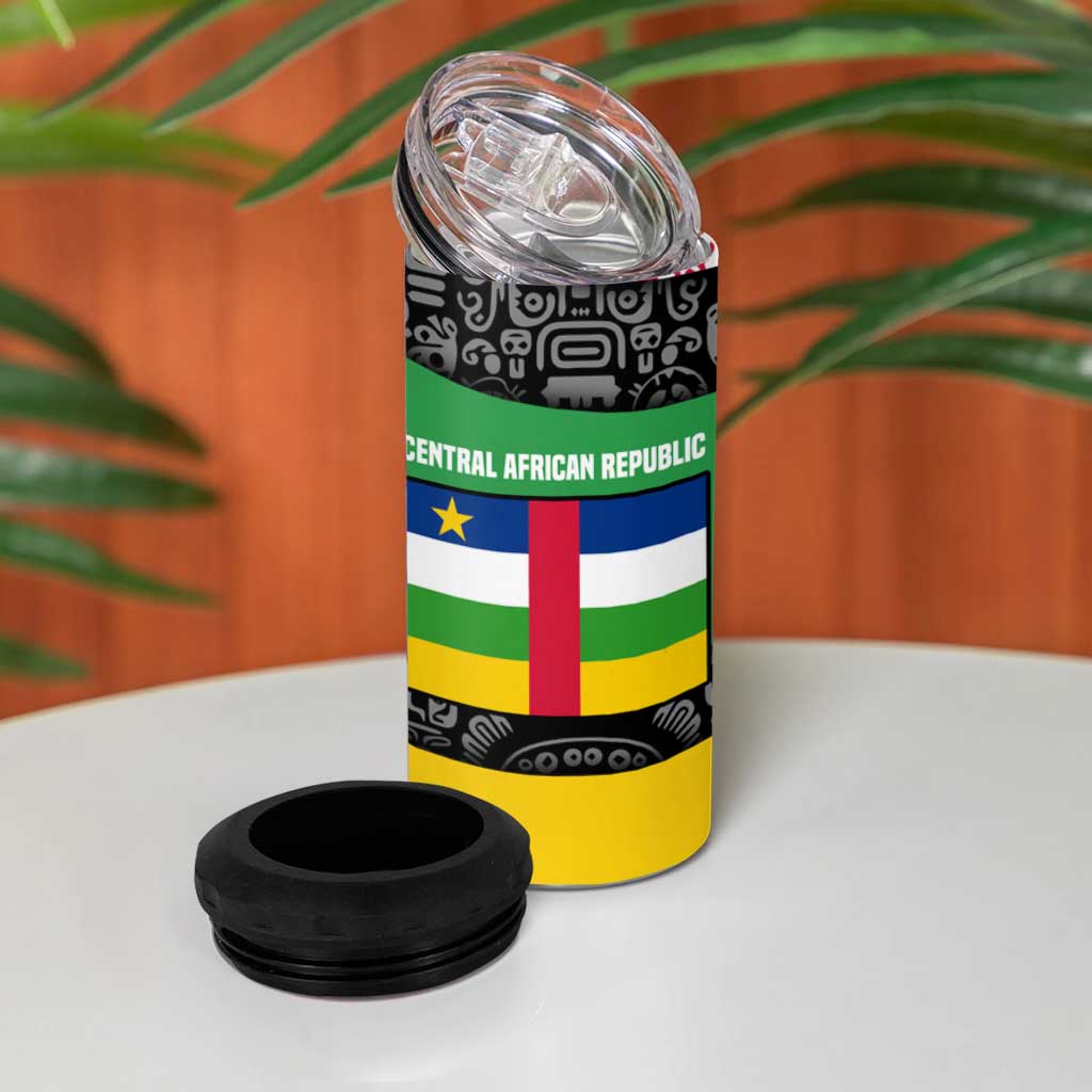 Central African Republic 4 in 1 Can Cooler Tumbler Multicolor Tribal Design - African Pride