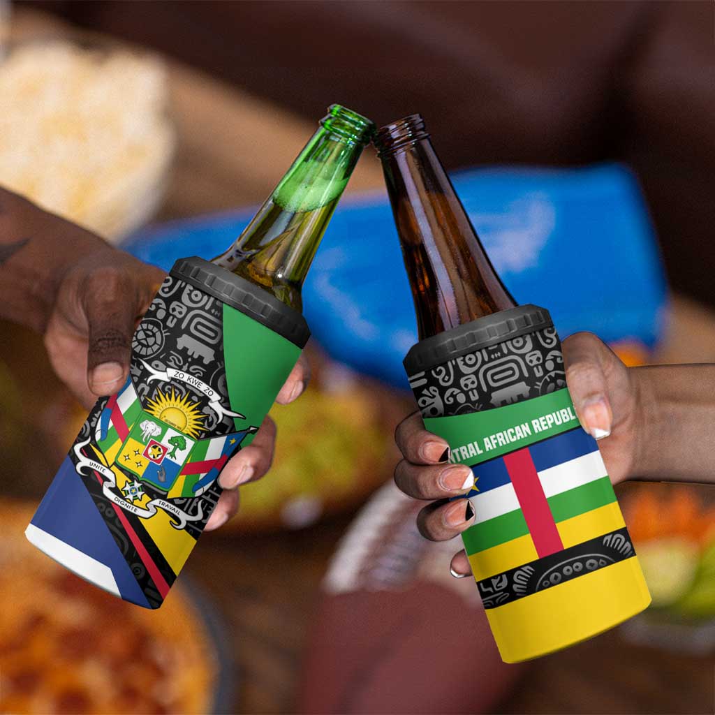 Central African Republic 4 in 1 Can Cooler Tumbler Multicolor Tribal Design - African Pride