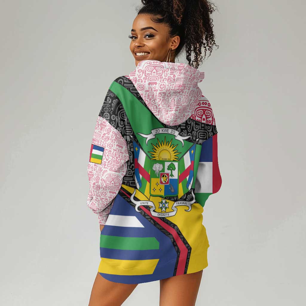 Central African Republic Hoodie Dress Multicolor Tribal Design - African Pride