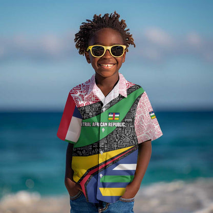 Central African Republic Kid Hawaiian Shirt Multicolor Tribal Design - African Pride