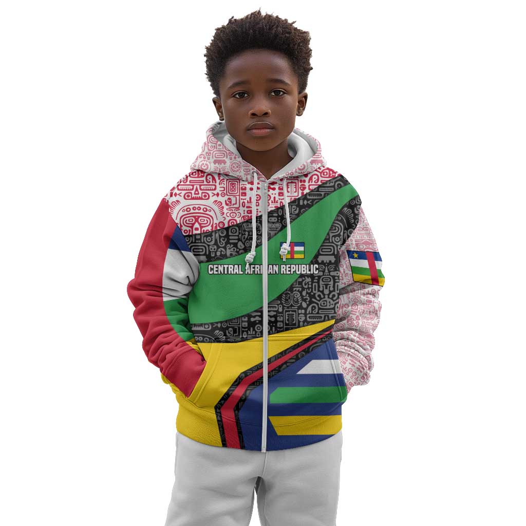 Central African Republic Kid Hoodie Multicolor Tribal Design - African Pride