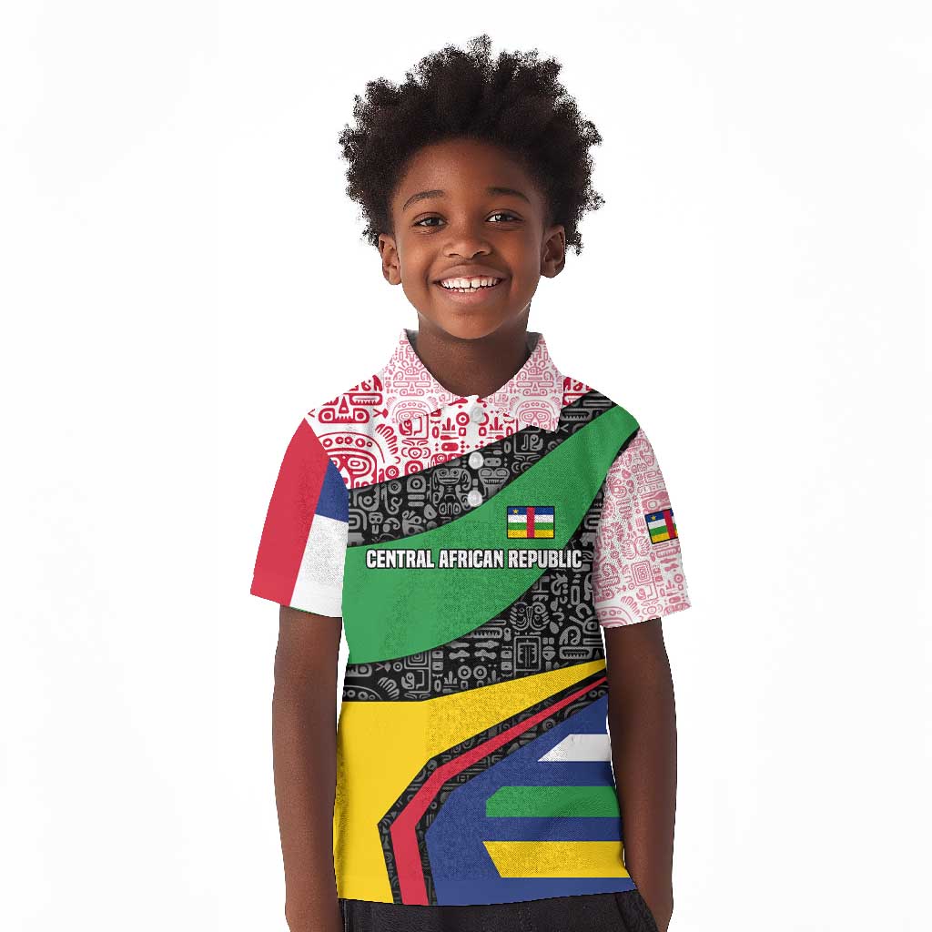 Central African Republic Kid Polo Shirt Multicolor Tribal Design - African Pride