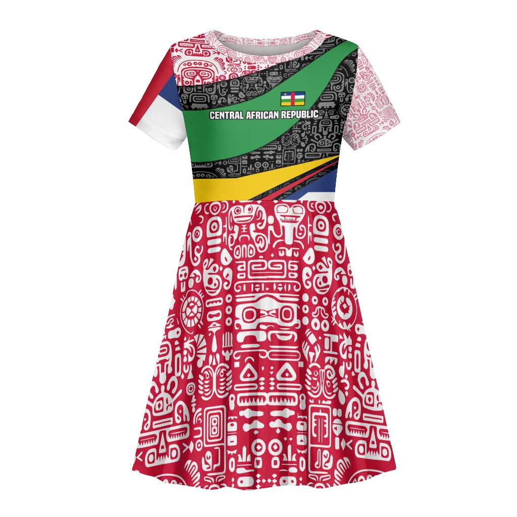 Central African Republic Kid Short Sleeve Dress Multicolor Tribal Design - African Pride