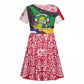 Central African Republic Kid Short Sleeve Dress Multicolor Tribal Design - African Pride
