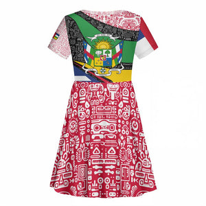 Central African Republic Kid Short Sleeve Dress Multicolor Tribal Design - African Pride