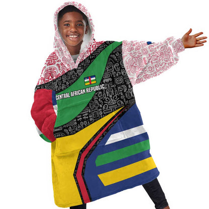Central African Republic Kid Wearable Blanket Hoodie Multicolor Tribal Design - African Pride